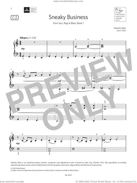 Mier Sneaky Business Grade 1 List C2 From The Abrsm Piano Syllabus