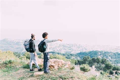 Free Photo Two Friends Hiking Together