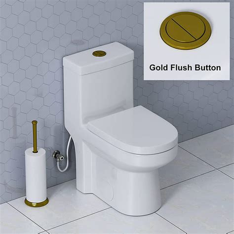 U Horow Hwmt 8733g Small Compact Toilet With Gold Button Dual Flush