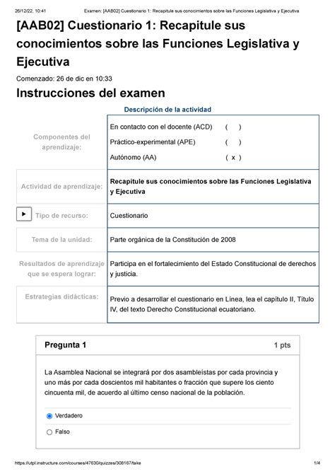 Examen Aab Cuestionario Recapitule Sus Conocimientos Sobre Las