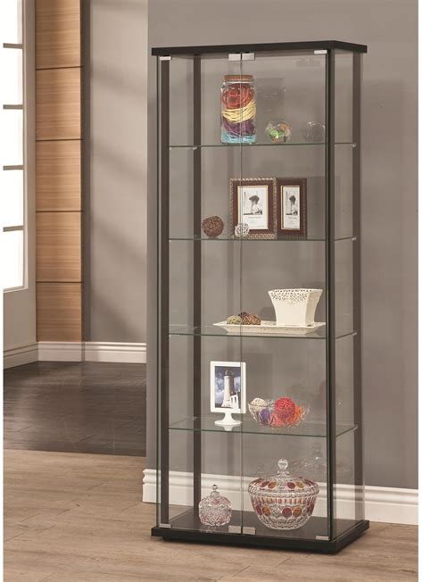 Delphinium 5 Shelf Glass Curio Cabinet Black Clear 950170 By Coaster