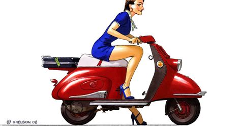 the art of kevin nelson scooter pinup girl