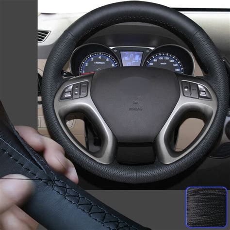 Stitching Genuine Leather Steering Wheel Cover For Hyundai Tucson Ix35