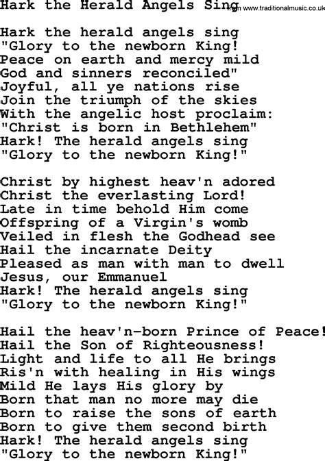 Hark The Herald Angels Sing Lyrics Printable Christ Is Born In Bethlehem