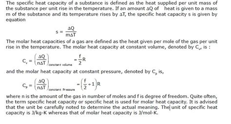 Explain Heat Capacity In Detail Molar Heat Capacity Specific Heat