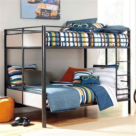 Metal bunk beds, twin xl over queen bunk bed for adults, thicken metal bunk bed frame with ladder and guard rail for kids boys girls and adults, sandy black. Metal Full Bunk Bed by Signature Design by Ashley ...