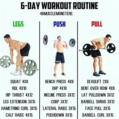 Six Day Workout Routine Rotate Your Own Scheduled Example Mon Legs