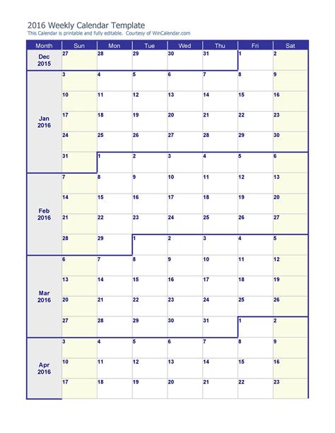 Free Printable Weekly Calendar Template Printable Templates