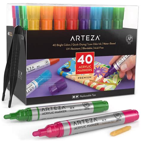 Acrylic Markers Set Of 40 Paint Pens For Wood Paper Metal Glass
