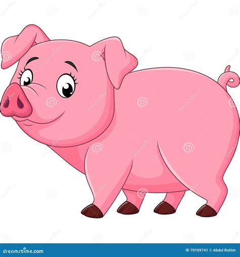 Cartoon Happy Pig Isolated On White Background Stock Vector