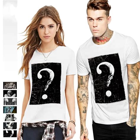 7 Styles Novelty Question Mark White T Shirts Men Women Short Sleeve