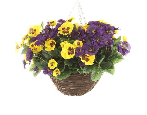 Closer2nature Artificial Purple And Yellow Pansy Display In A 10 Round