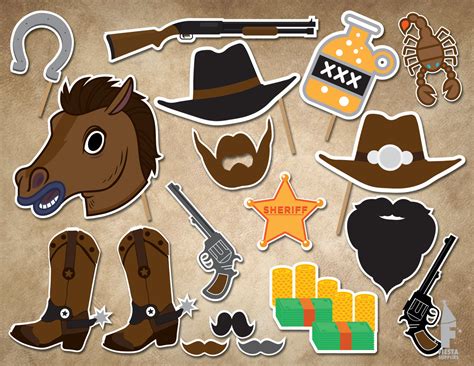 Cowboy Printable Photobooth Props Western Photo Booth Props