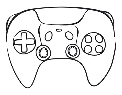 Desenho Em Vista Frontal De Um Controlador De Videogame Dpad Joysticks