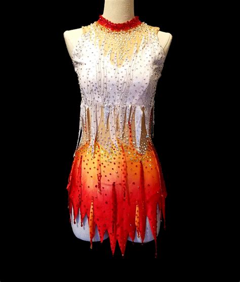 Fire And Ice Figure Skating Dress Flame Ice Dance Costume 2 Etsy