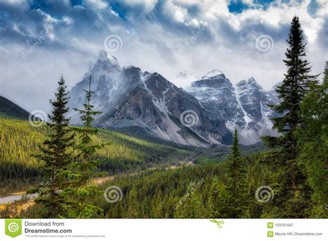 Canadian Rockies Snowing Stock Image Image Of Snow
