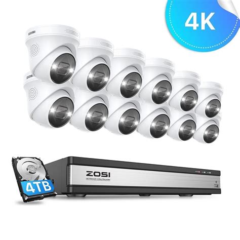 ZOSI 4K 8MP PoE CCTV Camera System 8CH 16CH NVR Home Security Kit Outdoor Audio EBay