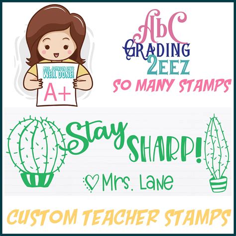 Stay Sharp Cactus Custom Teacher Stamp Self Ink Stamp Personalized For The Classroom Teacher