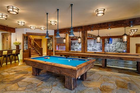 Baroque Shuffleboard Tables In Basement Rustic With Pool Table Next To Gameroom Alongside Game