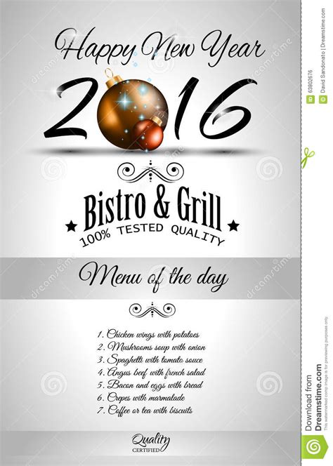 happy  year restaurant menu template stock vector