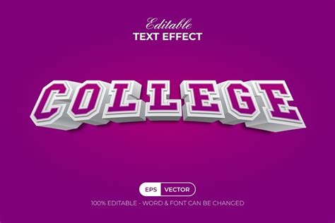 3d Text Effect College Style