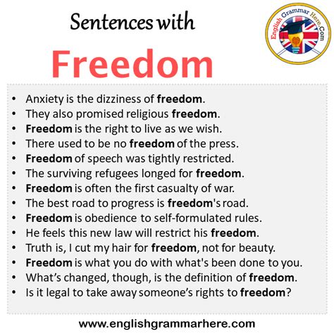 Sentences With Freedom Freedom In A Sentence In English Sentences For