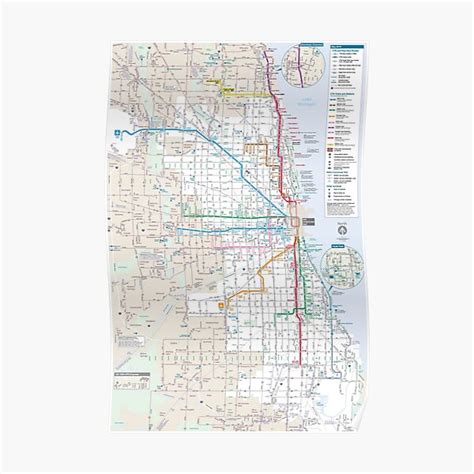 Chicago Transit Authority Map Cta Map Premium Matte Vertical Poster