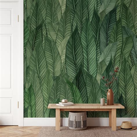 Banana Leaf Wallpaper Peel And Stick Removable Wallpaper Etsy
