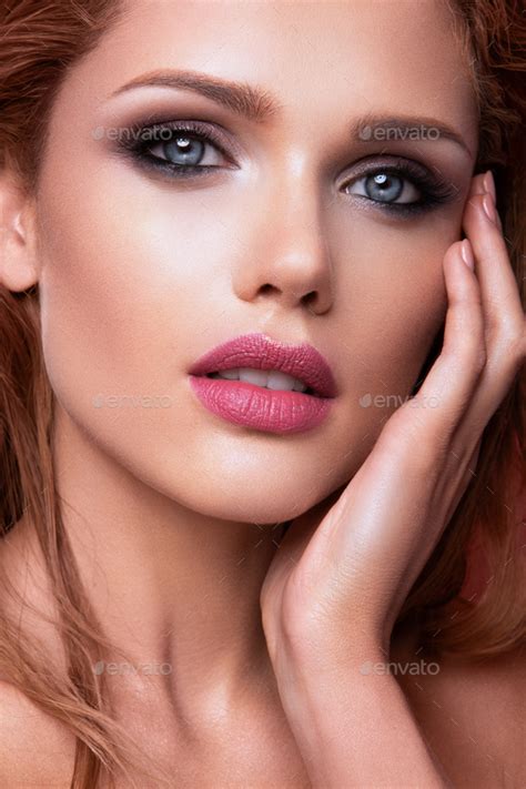 Make Up Glamour Portrait Of Beautiful Woman Model With Fresh Makeup