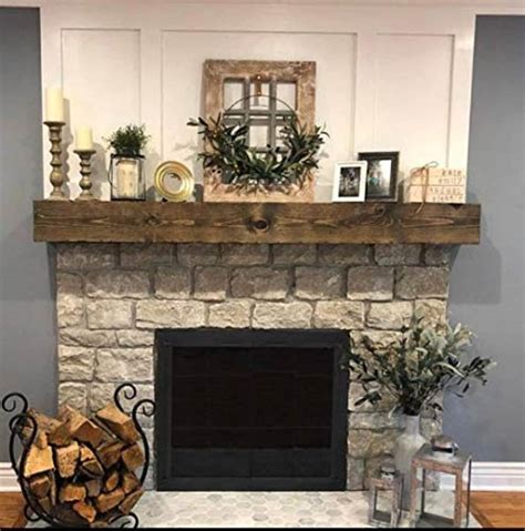 Rustic Fireplace Mantel Shelf Wooden Beam Distressed Handmade Etsy