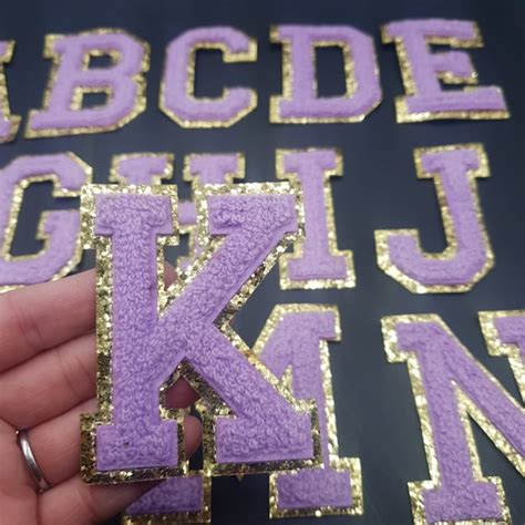 Large 8cm Purple Chenille Patch Letter Patches Iron On Sew Etsy