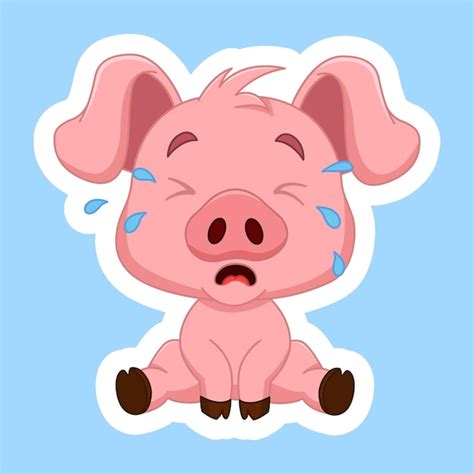 Premium Vector Crying Little Pig Sticker