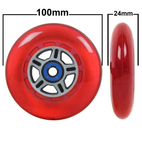 Red Replacement Razor Scooter Wheels Abec 7 Bearings Orange Grips Ebay