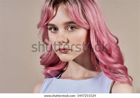 Serious Woman Pink Hair Portrait Stock Photo 1447251524 Shutterstock