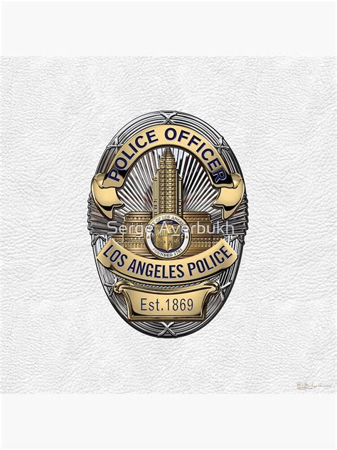 Los Angeles Police Department Lapd Police Officer Badge Over White