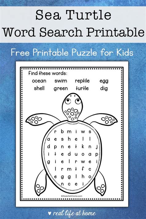 Sea Turtle Word Search Free Printable Turtle Activities