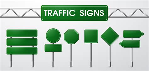 Traffic Signs In Realistic Style Trapped By The Road 600432 Vector Art