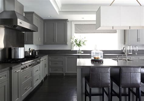White countertops and gray shaker cabinets. Gray Kitchen Cabinets - Contemporary - kitchen - Mar Silver Design