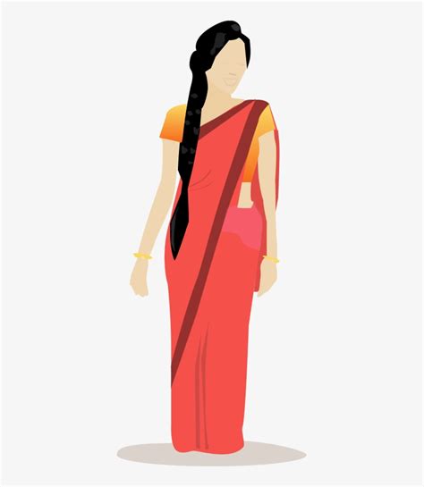 Indian Woman In Saree Sketch Woman In Sari Vector Transparent Png