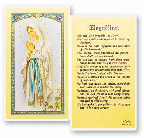 Magnificat Laminated Holy Card Tallys Religious Ts And Church Supplies