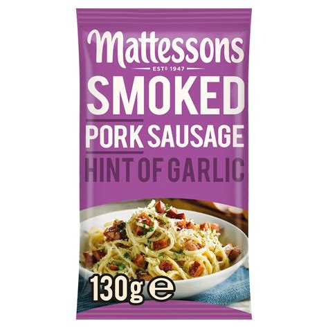 Mattessons Smoked Pork Sausage Hint Of Garlic 130g Pork Iceland Foods