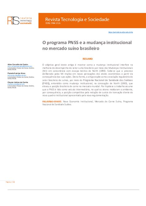 pdf o programa pnss e a mudança institucional no mercado suíno brasileiro cleyzer adrian da