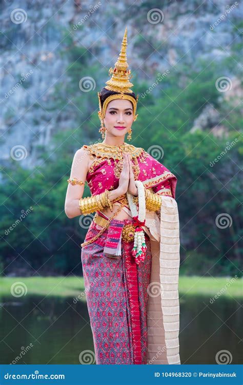 Woman In Traditional Thai Dress Doing Gesture We Stock Photo Image Of