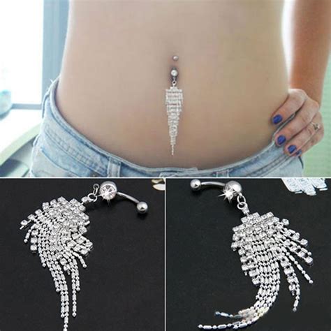 1pc Sexy Dangle Belly Bars Belly Button Rings Fashion Surgical Steel Cute Tassel Piercing Body