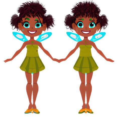 Animated Smiling Wide Eyed Black Girl Disney Fairy Style · Creative Fabrica