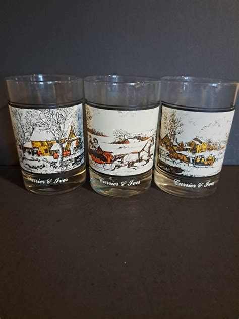 Currier And Ives Vintage Glasses Etsy