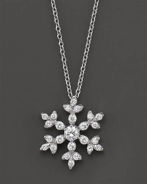 Diamond Snowflake Pendant Necklace In 14 Kt White Gold Bloomingdales