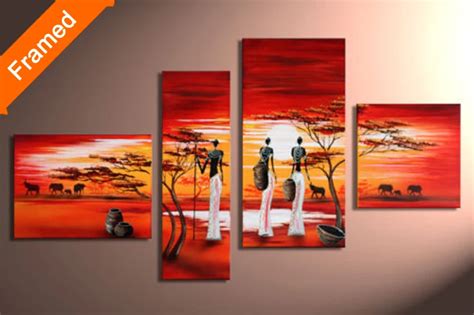 Hot Sex African Woman Oil Painting Multi Panels Canvas Wall Art For