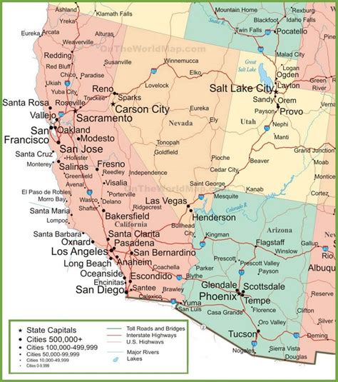 Map Of Arizona California Nevada And Utah Nevada Map Arizona Map