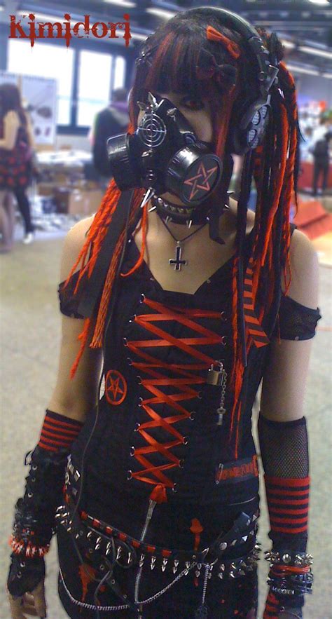 Cyber Goth Red By ~kimidori Apple On Deviantart Goth Aesthetic Aesthetic Clothes Industrial